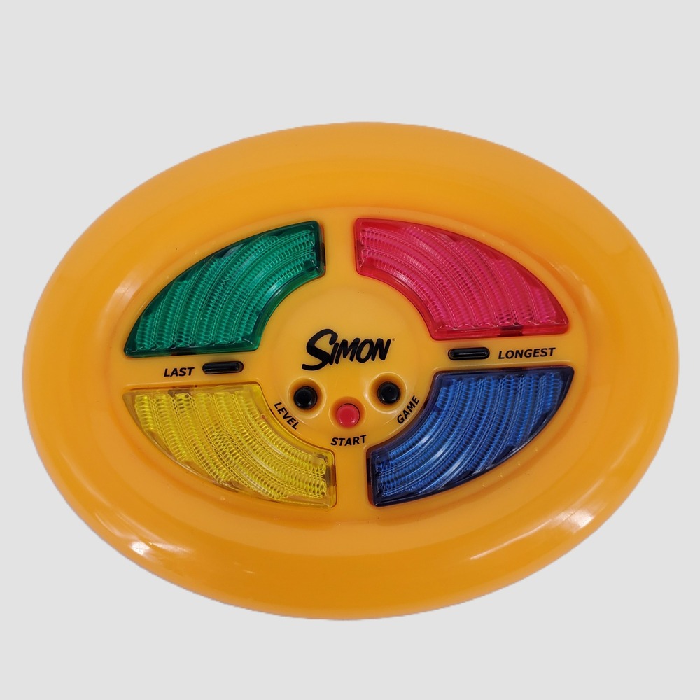 Hasbro Simon Handheld Electronic Memory Game Yellow 2002 Retro Classic Toy